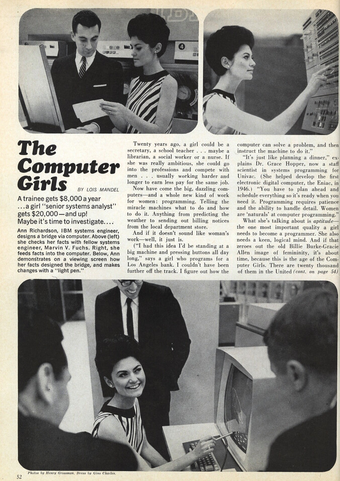 the-computer-girls 刊載於1967年4月號《柯夢波丹》的「The Computer Girls」一文。